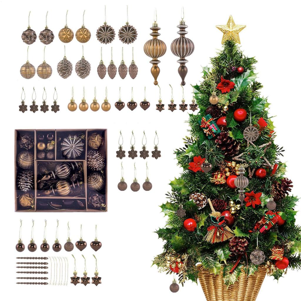 53 Peças Decorações de Árvore de Natal de Outono Bolas Inquebráveis Marrom Cobre Dourado Enfeites de Natal Para Colheita de Outono Inverno