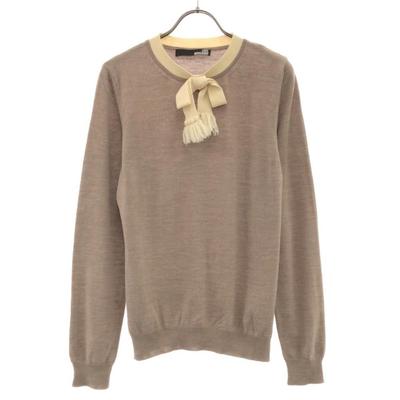 LOVEMOSCHINO Wollmischung Langarm Strick 44 Beige x weiß Pullover Damen Gebraucht