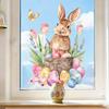 Easter Tulips, Eggs, Butterfly and Bunny Static Cling Window Stickers No Glue Removable for Bedroom Living Room Study Holiday Decor