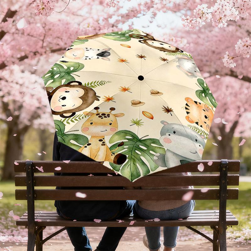 1PC Jungle Animals Umbrella-8-Rib Reinforced, Automatic Open, Lightweight & Durable, Fashion Accessory for Outdoor, H0406