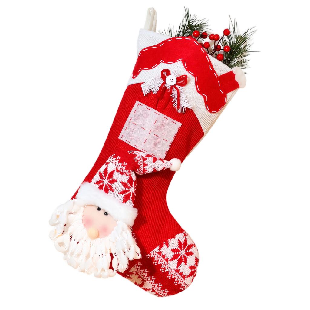 Christmas Stocking 3D Hanging Ornament – Kids Party Candy Gift Bag, House Christmas Tree Decor