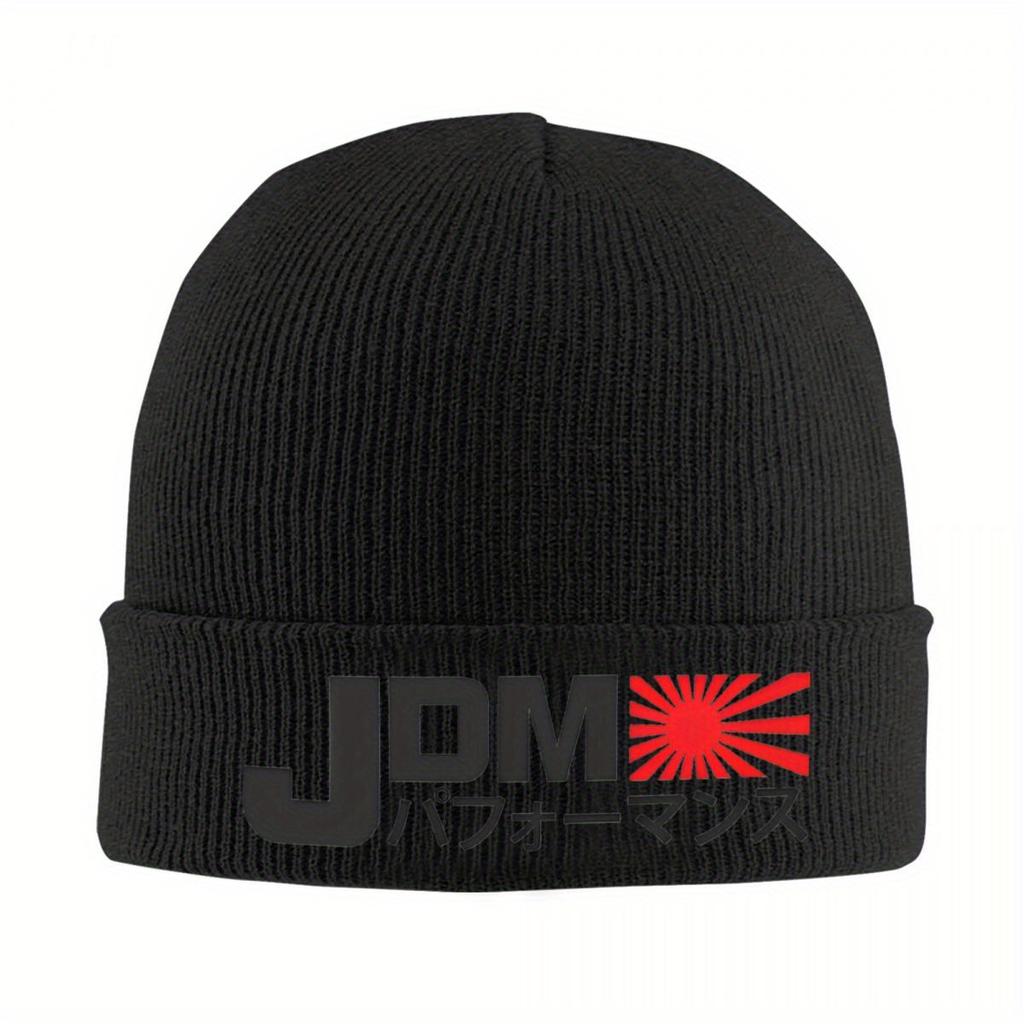 Logo JDM Knitted Hat for Women Men Skullies Beanies Winter Hat Acrylic Drift Car Warm Caps