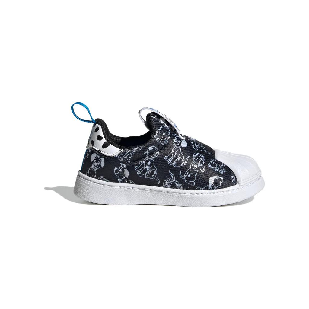 Adidas Disney x Superstar 360 I 101 Dalmatians - Детские кроссовки с принтом щенка, черные, облачно-белые ID9711