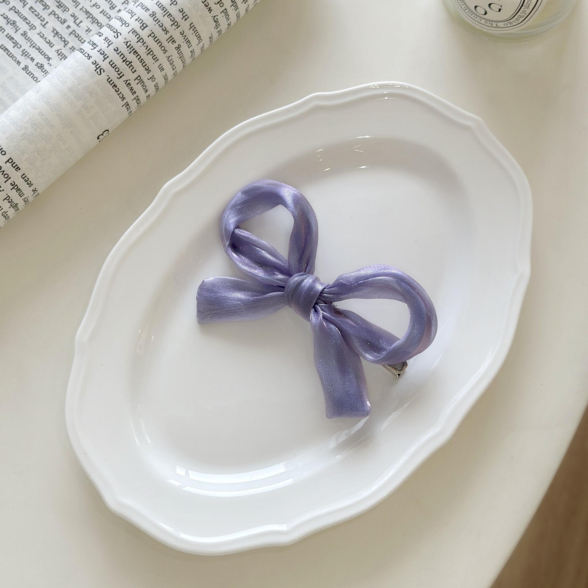

Korean High-end Feeling Super Fairy Luster Gauze Yellow Bow Bangs Clip On Back Of Woman s Head Half Tied Hair Accessory