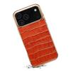 Denior Apple 17 Air Crocodile Pattern Leather Case for iPhone 17 Pro Max - Electroplated Protective Cover