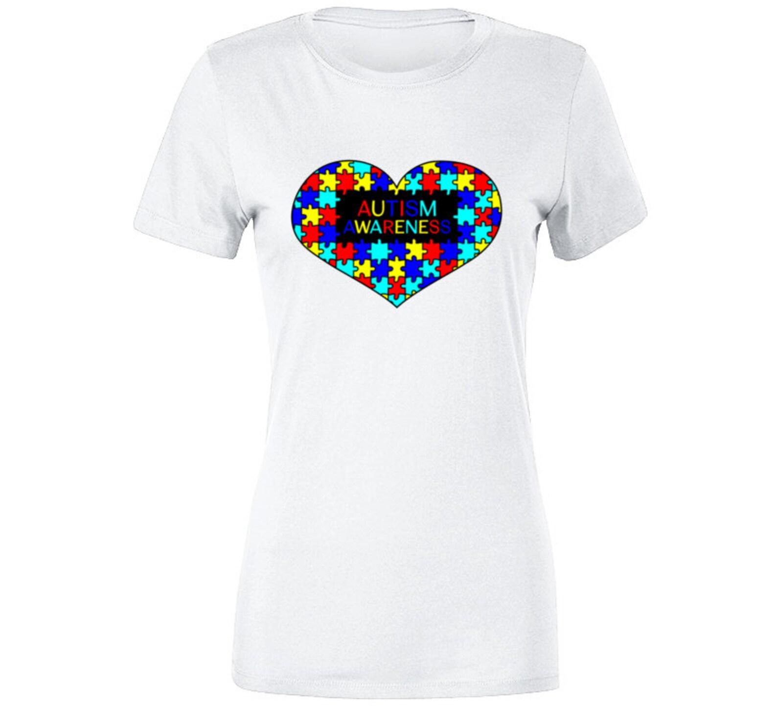 Autism Awareness Ladies T Shirt L