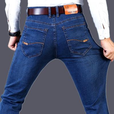 Frühling und Herbst Neue modische Herrenjeans Klassische Stretch Straight Tube Light Business Herrenjeans