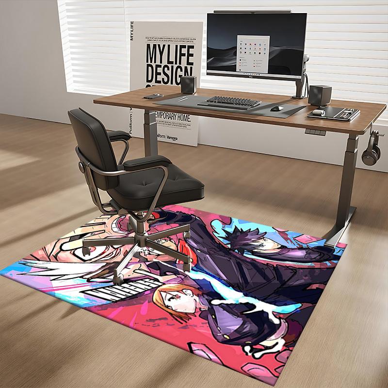 1pc Anime Cartoon Design Jujutsu Kaisen Chair Mat - Non-Slip Carpet for Office, Home Decor, Living Room, Bedroom, Game Room - Perfect Gift for Anime L
