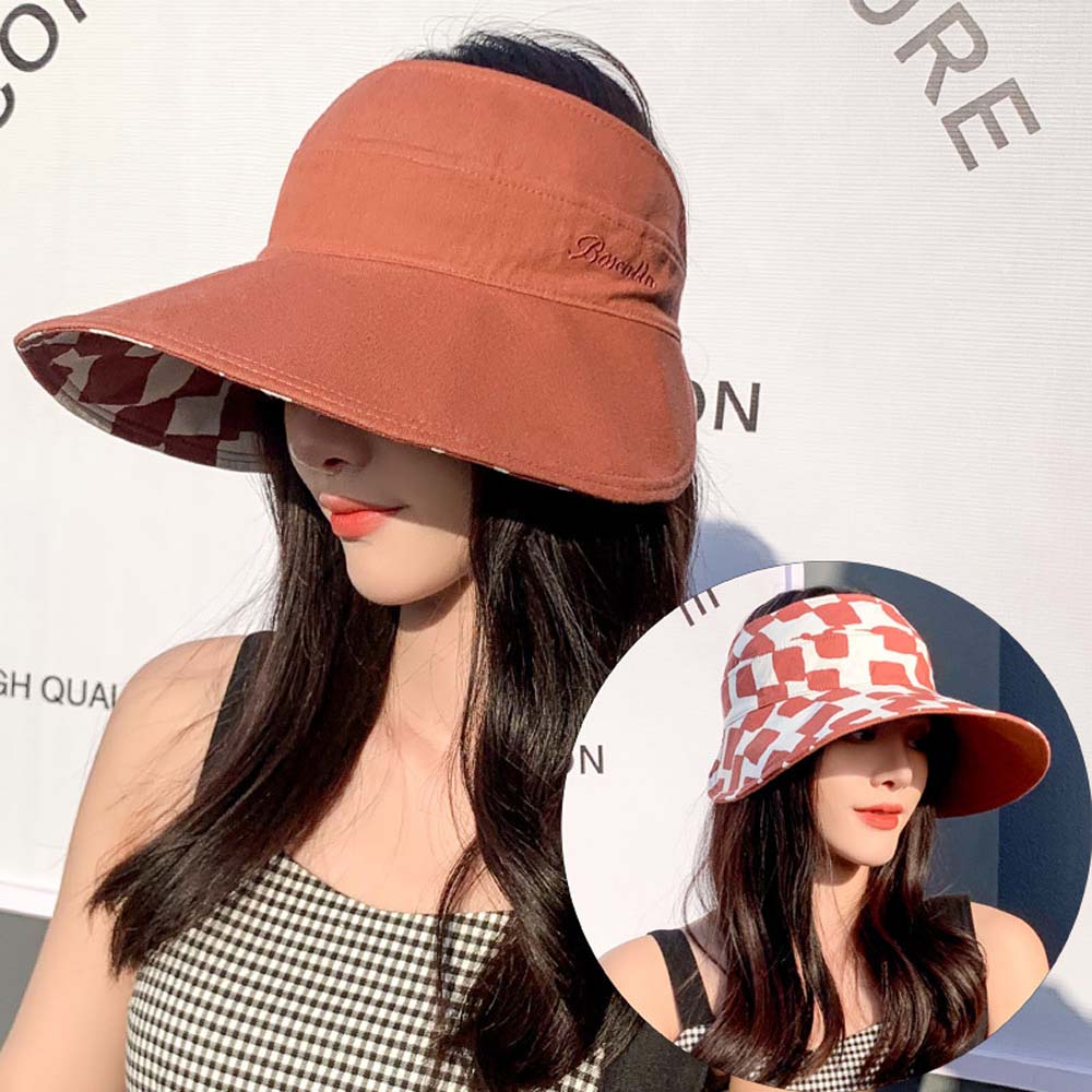 Personality Anti-ultraviolet Square Oversized Brim Cotton Double Sided Sun Hat Empty Hat Beach Cap