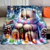 Colorful Winter Theme with Snow Pattern Blanket Flannel Material Soft Warm for All Seasons, Home Outdoor Camping Picnics RV