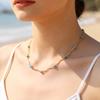 Boho Turquoise Beaded Necklace for Women, Blue Natural Stone Stainless Steel Wave Chain Choker Necklace, Fashion Jewelry Gift