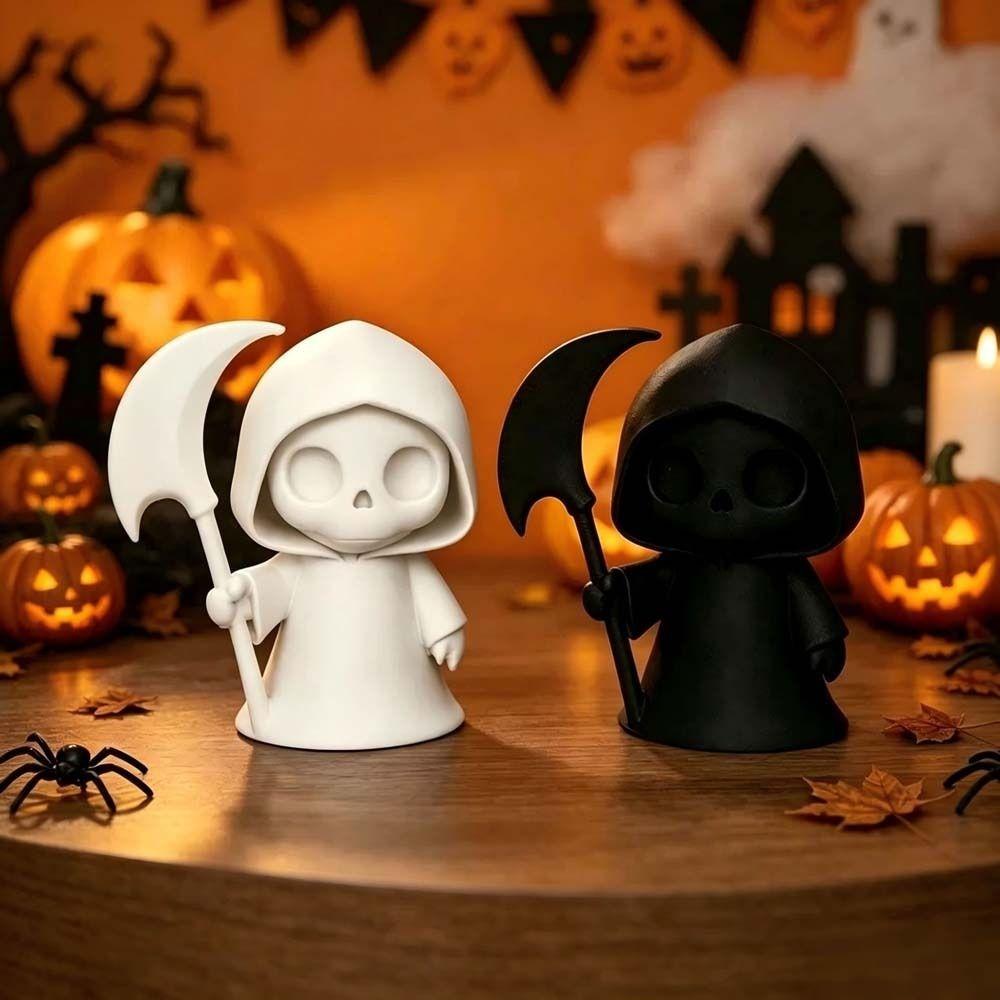 Mini Skull Ghost Figurine Fluorescent Green 3D Printed Statue Halloween Miniature Desktop