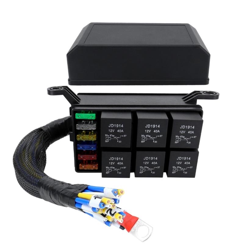 Sturdy Plastic 12V Relays Fuses Box Block with 6 Slots Convenient for Cleaning Wiring in Vehicles Daily Casual Use