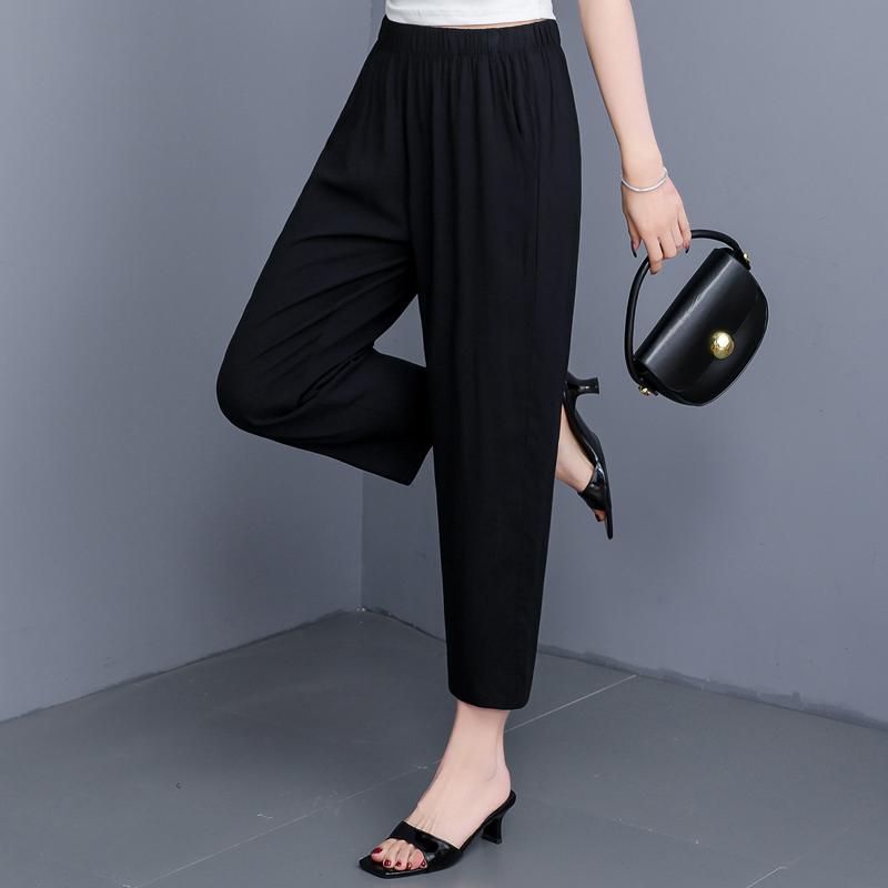 Summer Black Pants Women Clothes Plus Size Casual Loose Vintage High Waist Pants