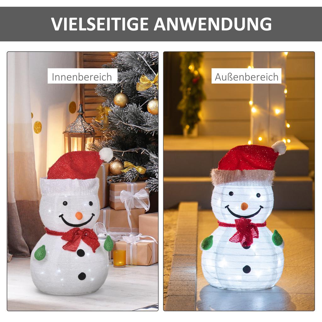 Christmas Decoration Snowman Outdoor. Christmas Decoration Christmas Light, Incl. LEDs, 30 Cm X 30 Cm X 51 Cm, Red+white