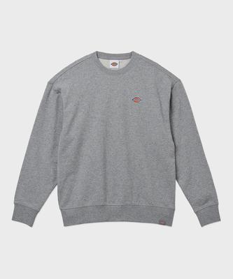 French Terry Relaxed Small Embroidered Logo Crewneck Grey