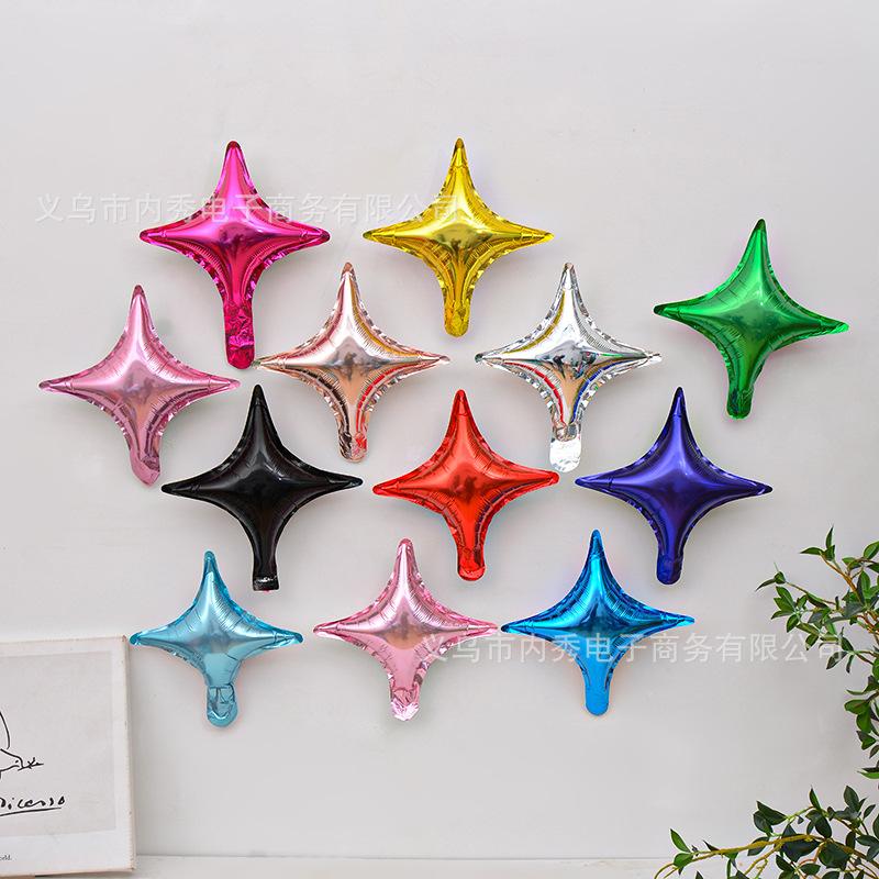 10 Inch Four-Pointed Star Balloon Aluminum Film Light Plate 24 Inch Cross Star Balloon Party Decoration Arrangement Quadrangle Ball