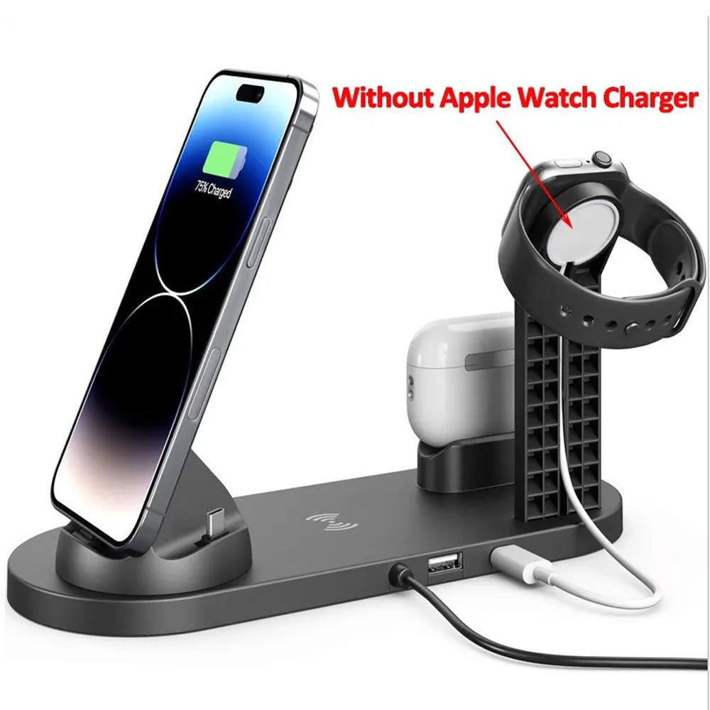 Soporte Cargador Inalámbrico 4 en 1 de 60W Para iPhone 15 14 13 12 X Samsung Galaxy S22 S21 Reloj Airpods Estación Dock de Carga Rápida