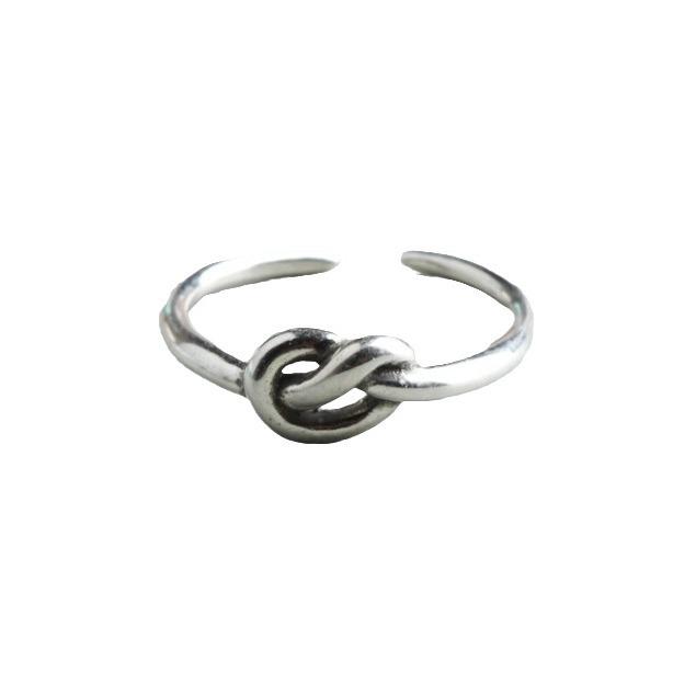 Korean Retro Silver-Plated Adjustable Women’s Knot Ring