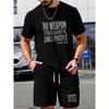 Een Stijlvolle Tweedelige Set met een T-shirt met Print en een Korte Broek, Perfect voor Buiten en Casual Huis Kleding, Ontworpen met Het Bijbelse Vers "Geen Wapentuig