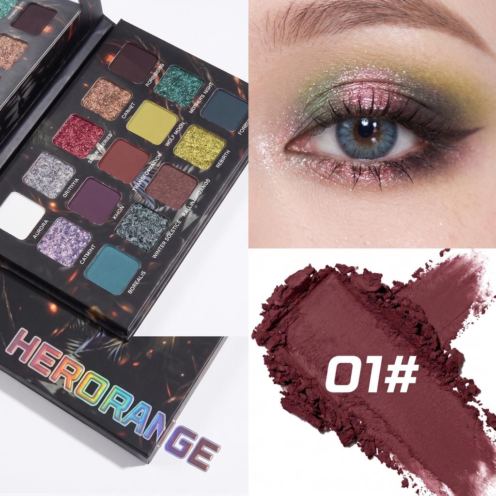 Herorange Underground 15 Shades Eyeshadow Palette Matte Metallic Glitter Gothic Smoky Eye Makeup for Beginners