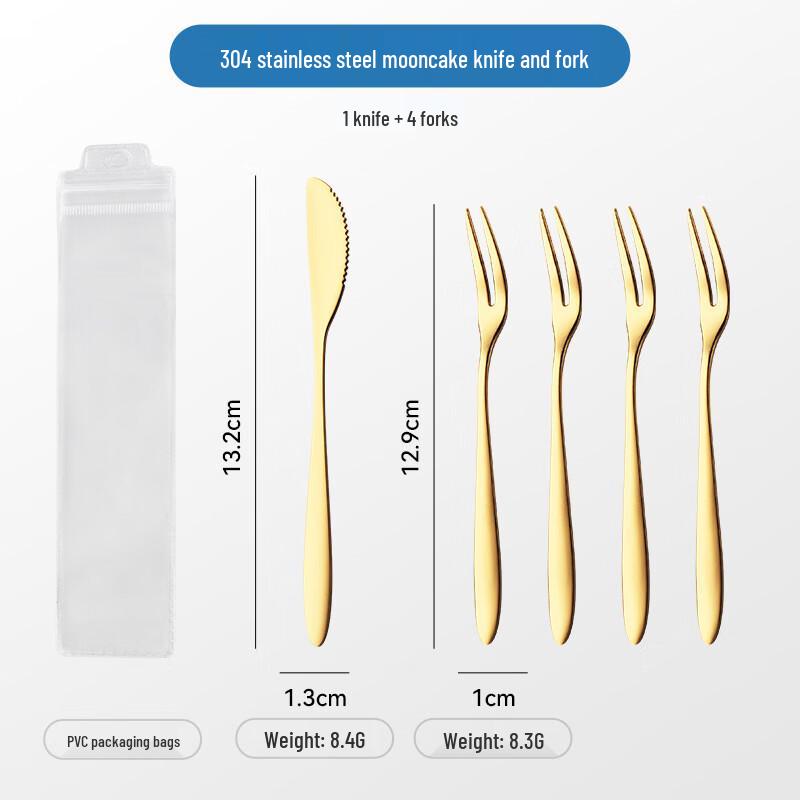 Zhi Shi Golden Mooncake & Dessert Cutlery Gift Set