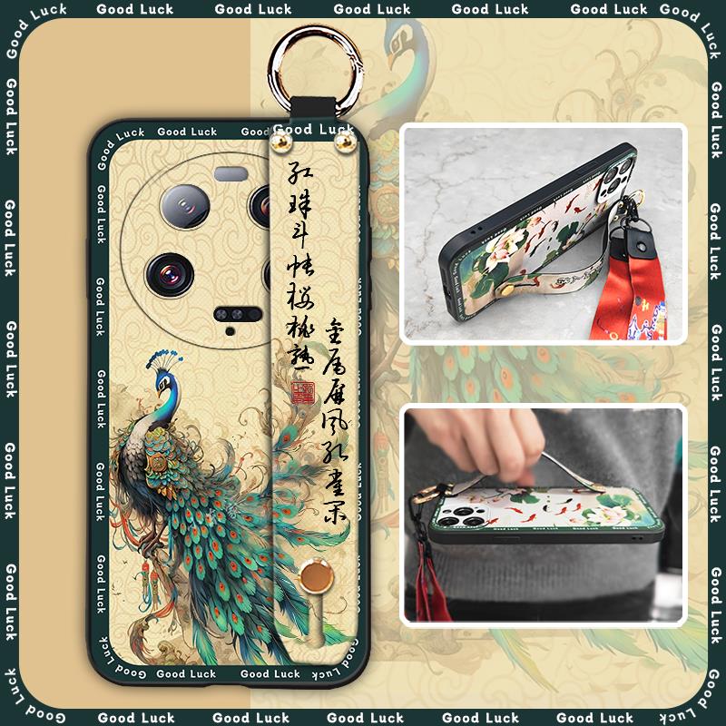 Anti-dust Kickstand Phone Case For Xiaomi 13 Ultra Back Cover Phone Holder Silicone Durable Lanyard Elderly Lady Fashion