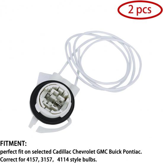 Light Socket Wire Harness Pigtail Repair Kit (2Pcs) LED/Standard, Bulbs# 4114,4157,3157,Replaces# 19258649, LS94,645-607,Daytime Running Light