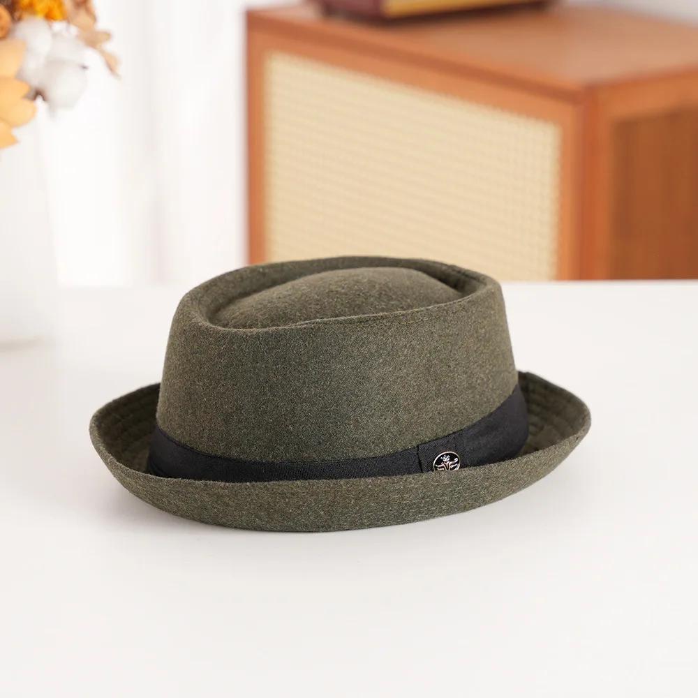 Wool Felt Bowler Hat with Textured Crown & Rolled Brim | British Vintage Style | Unisex Autumn Winter Casual Fedora