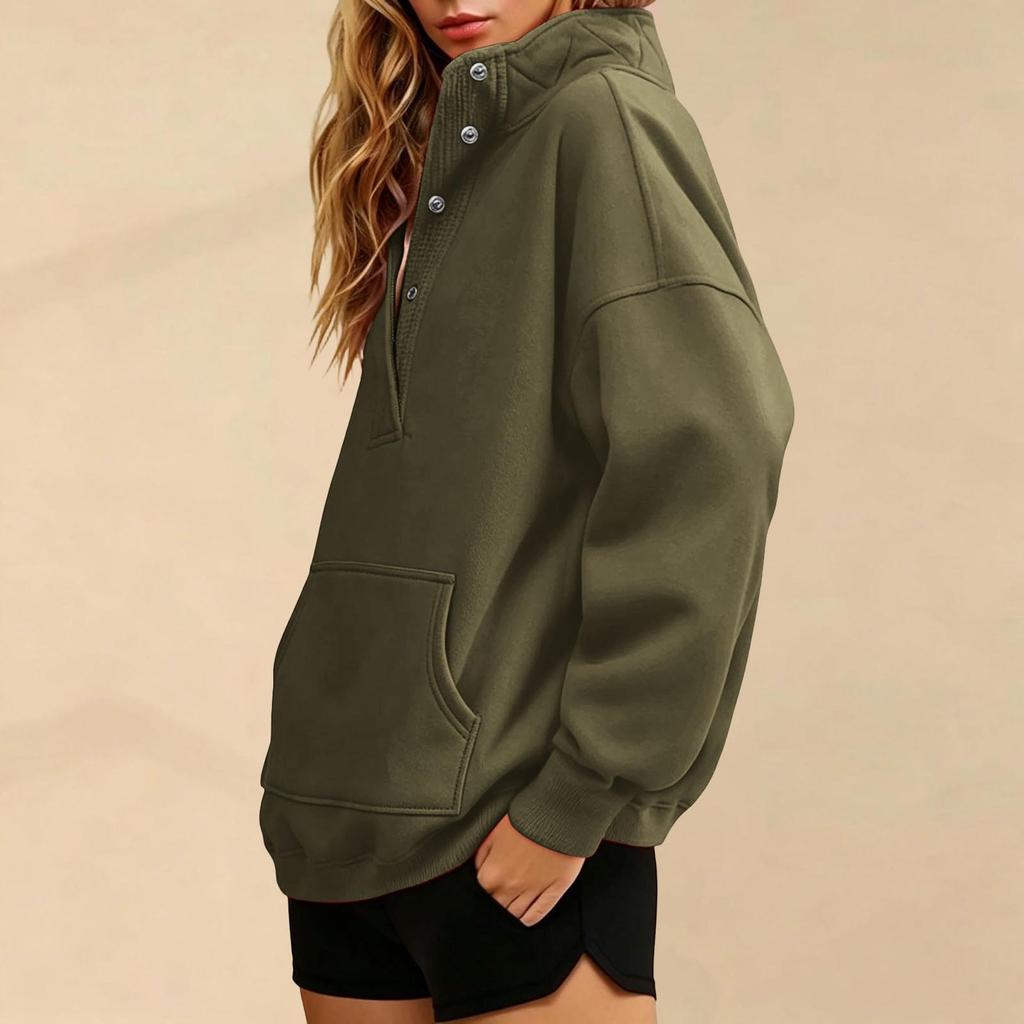 Women's Casual Loose Fit Long Sleeve Color Hoodie with Pockets for Everyday Wear