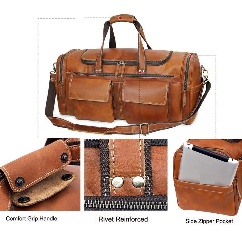 Handmade Leather Duffle Bag Leather Travel Duffel for Men Overnight Weekender Duffel Leather Holdall Bag Vacation Duffel Bag Gift for Him