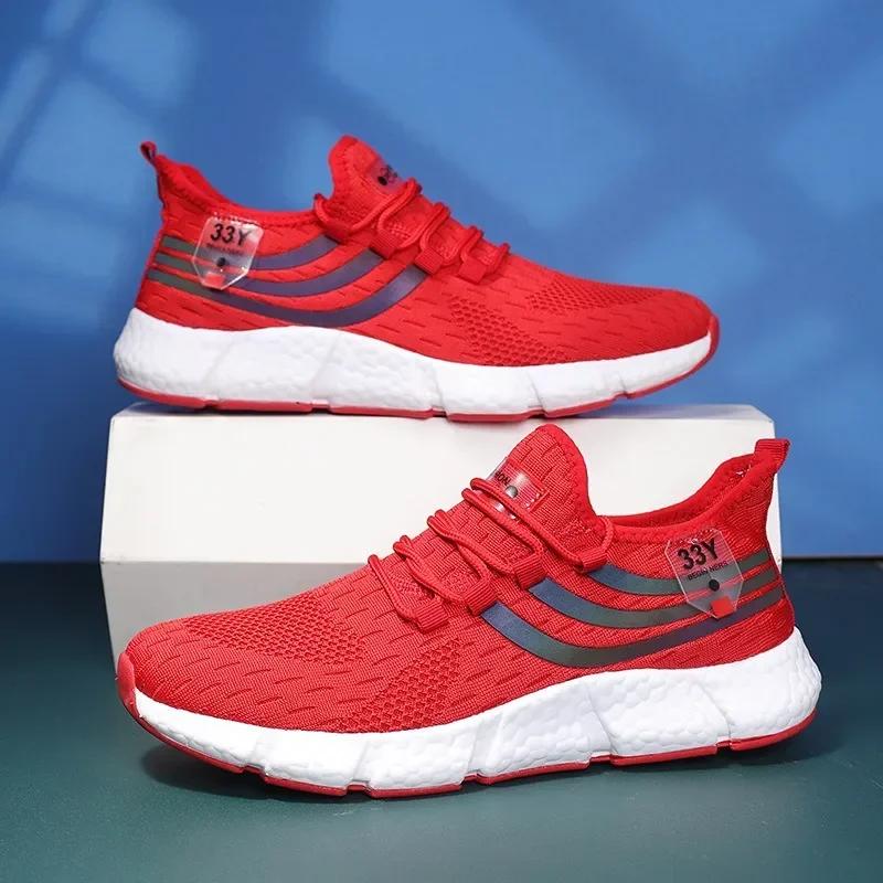 Men's Lace Up Mesh Shoes for Summer Fashion Easy Wear Breathable Comfortable Non Slip Sole Outdoor Walking Sports Leisure Shoes