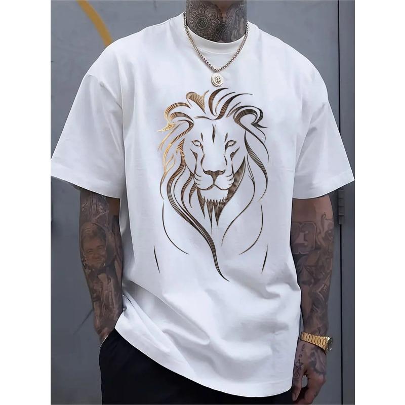 

European sizes Men s daily T-shirt with creative modern style printed top men s T-shirt comfortable skin friendly material 4XL білий