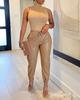 2026 Women's Fashion PU Leather Elastic Waist Front Loop Single Button Casual Sports Pants Women's Clothing Women's Pants