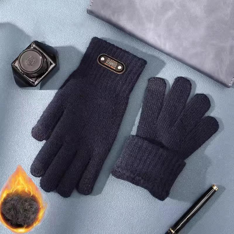 

Женские и мужские теплые зимние перчатки для сенсорных экранов, эластичные классические вязаные варежки, шерстяные перчатки с полным пальцем для езды на велосипеде и вождения