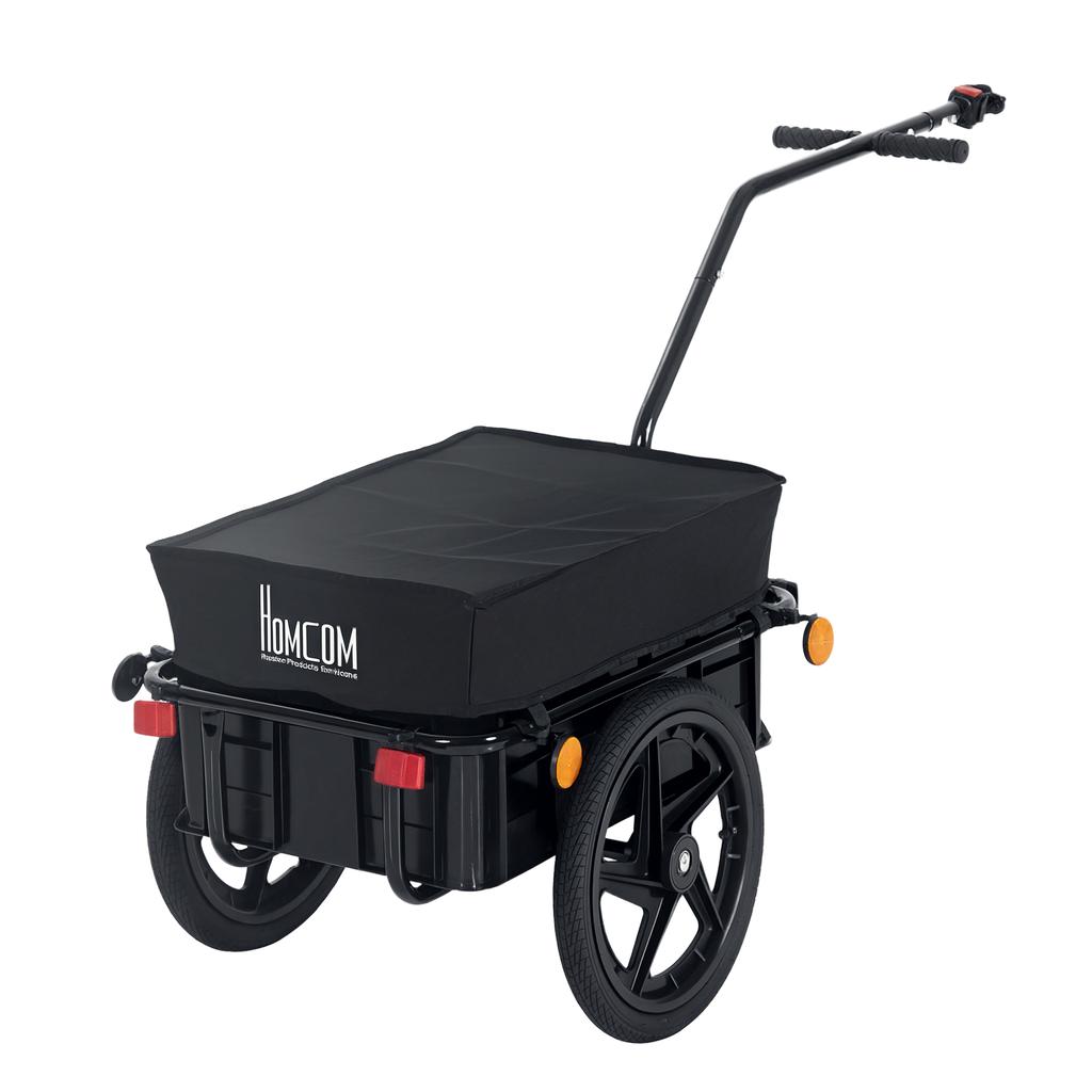 Carrello Bici da Cargo Passeggino da Giardino con Portapacchi Utilità Bagagli e Ruote Nero