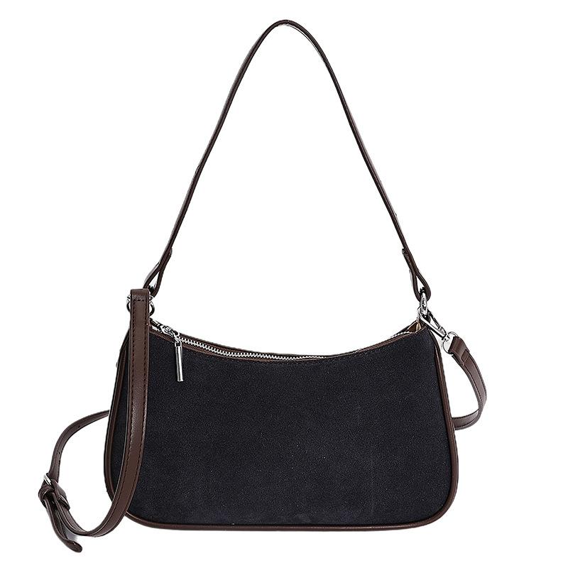 Simple Solid Color Texture One Shoulder Bags 2026 Women's New Autumn Winter Retro Faux Suede Handbags Versatile Messenger Bag