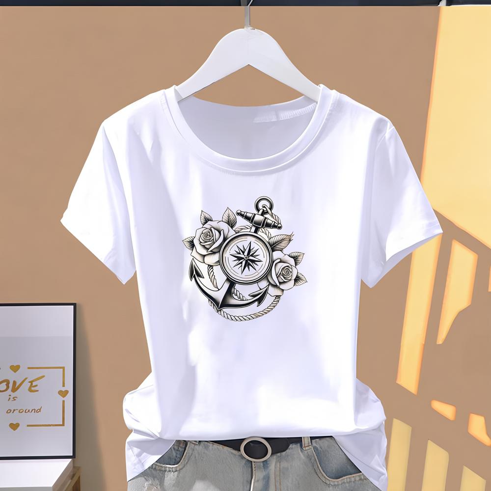 Cute Printed T-shirt, Women's Daily Fashion, Short-sleeve Trendy Summer Style.