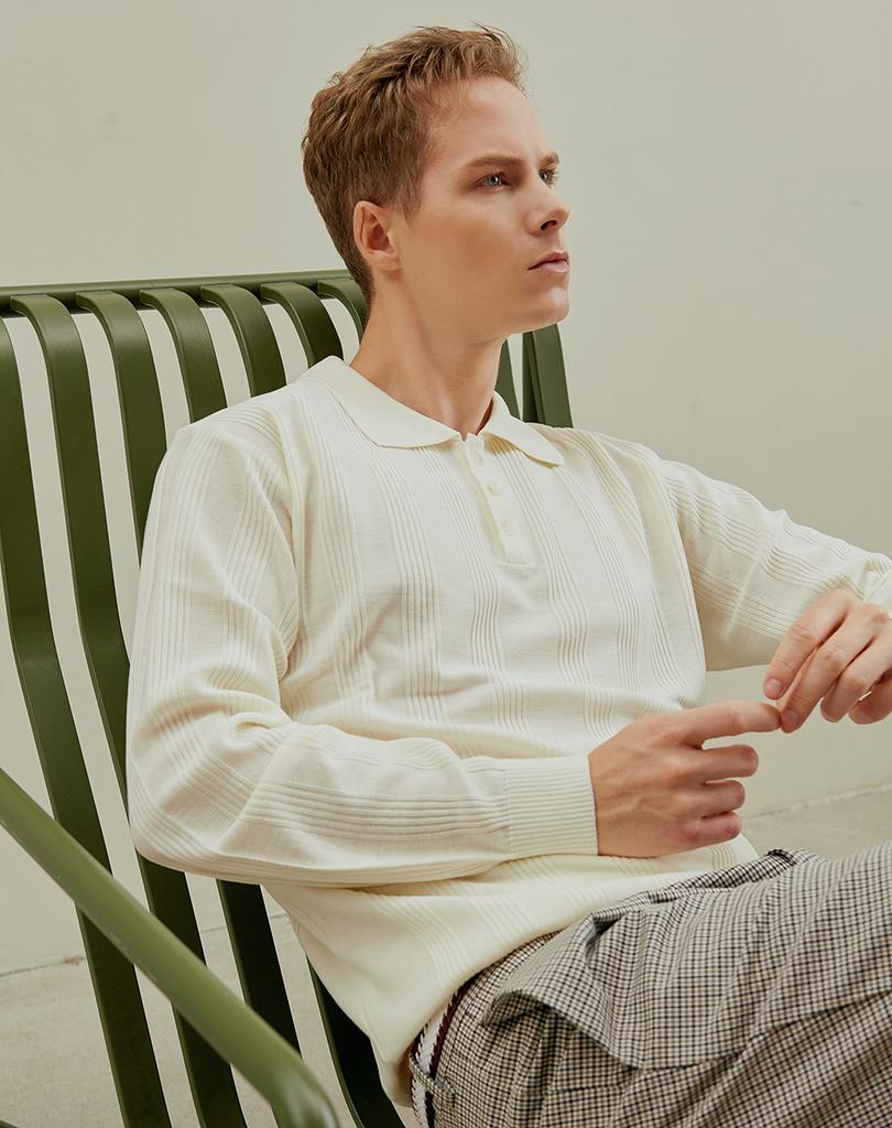 DEVERRMAN Textured Polo Knit (White)