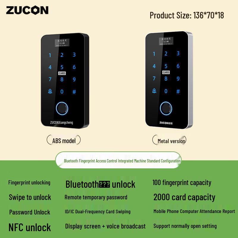 ZUCON All-in-One Fingerprint Access Control System CN plug (adapter included)