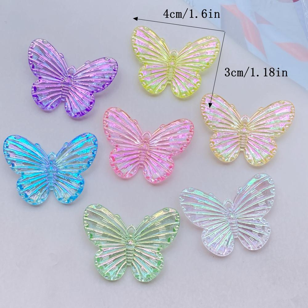 10 Pcs Cute Colorful Beautiful Butterflies Flat Back Resin Cabochons Scrapbooking DIY Jewelry Hairpin Craft Decoration