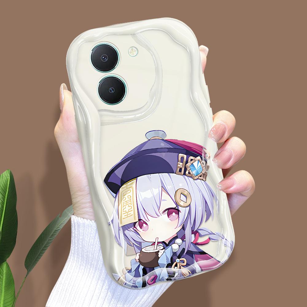 Niedliches Cartoon-Muster Creme Textur Gehäuse Wellenförmiger Rand Weiche Silikonhülle Telefonhülle für Vivo