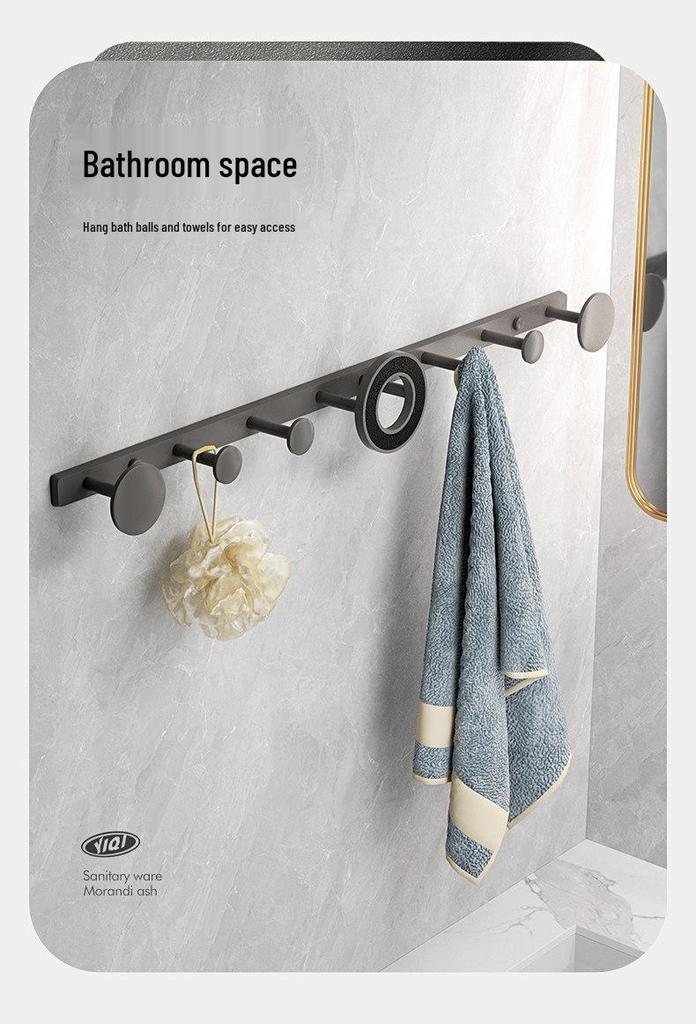 Wall-Mounted No-Punch Clothes Rack and Hooks for Bathroom, Entryway, Bedroom