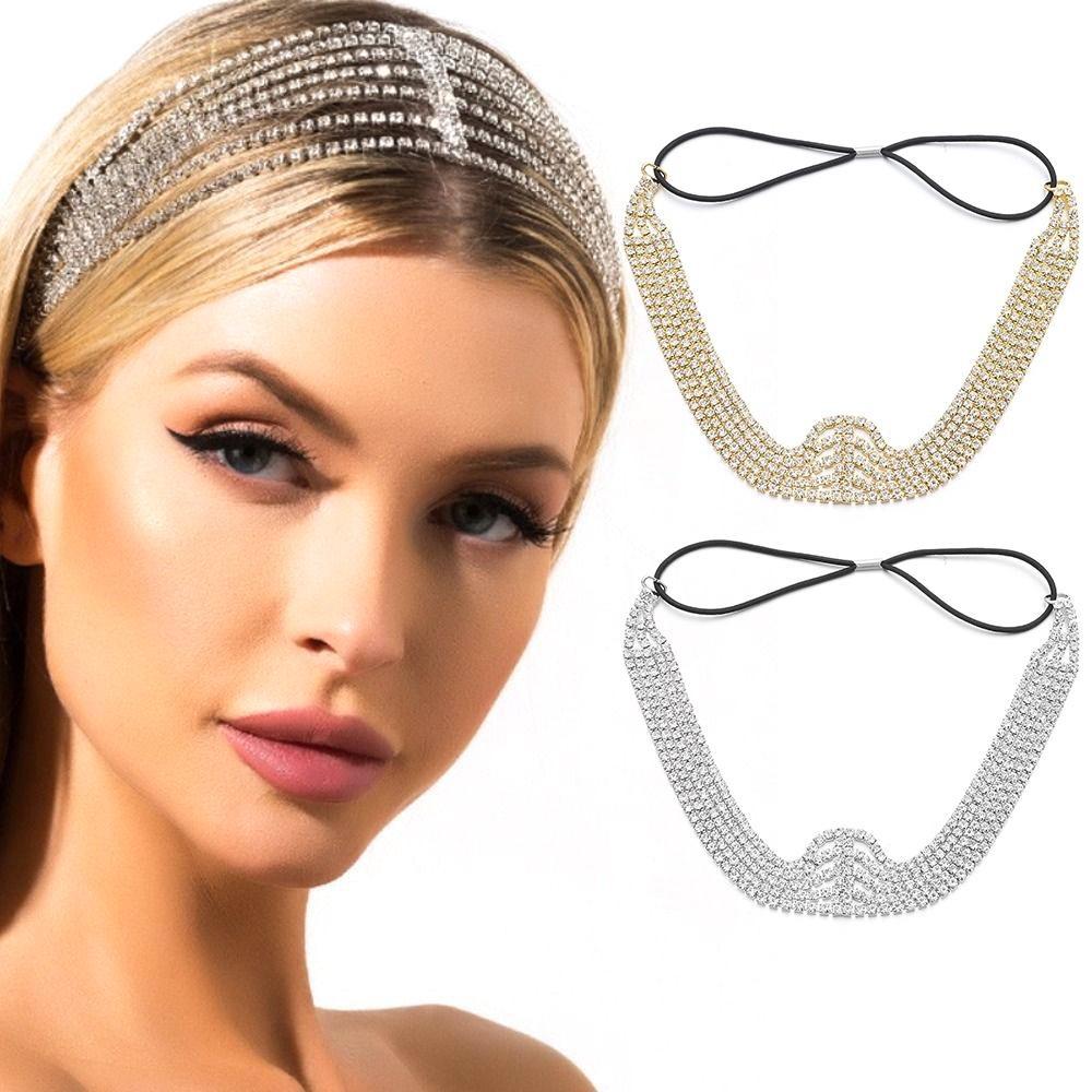 Bling Rhinestone Chain Head Jewelry Fashion Princess Headpieces  Daily Banquet Wedding Photo