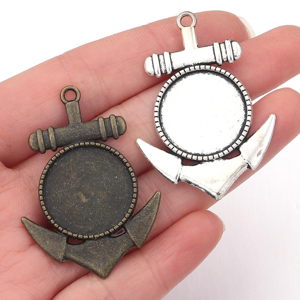 5-10pcs/lot Vintage Necklace Pendant Setting Cabochon Base Tray Bezel Blank For Pendants Cabochons Jewelry Making Accessories