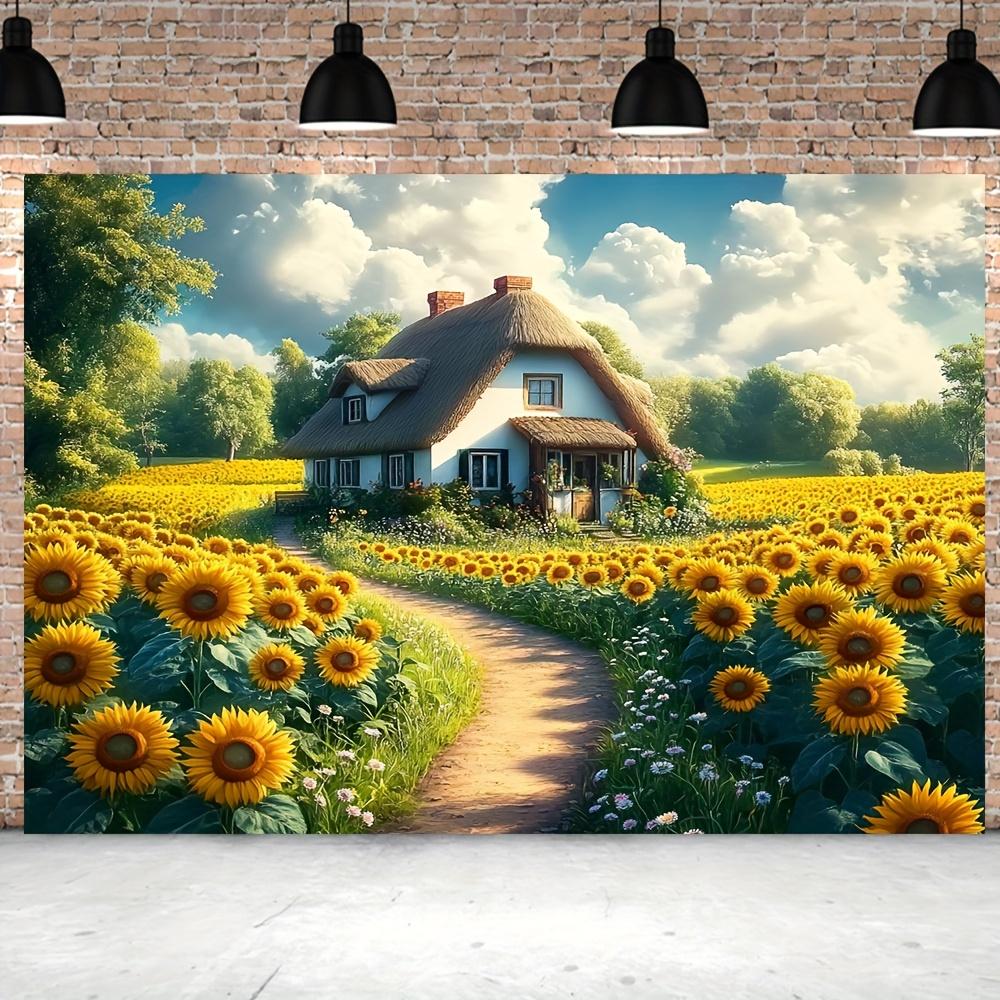 1Pcs Sunflower Field Countryside Decoration Background Backdrop For Photo Studio Photo Booth Party