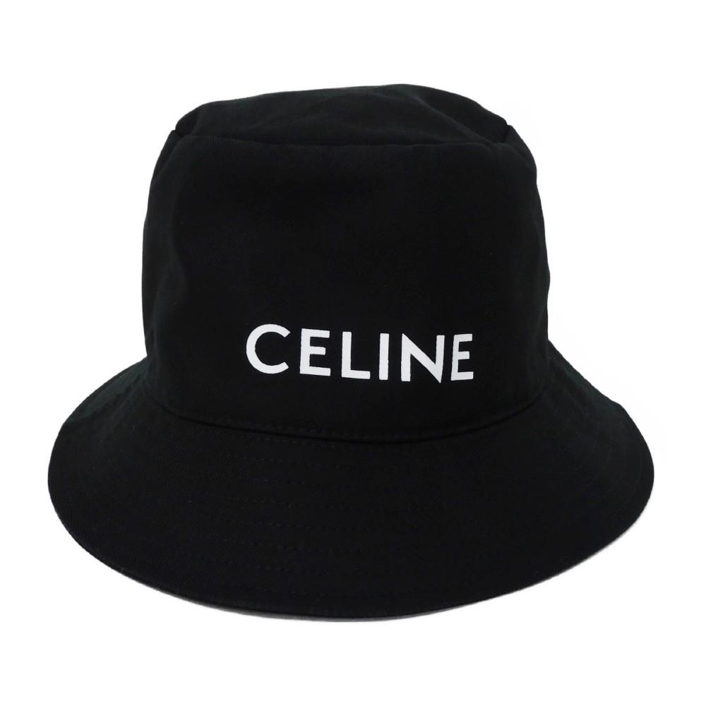 Used 10431 Logo Bucket Hat 2AU5B968P.38UB 7919 M 22.8" Gabardine White New Logo Cotton Black Unisex from Japan AUTHENTIC