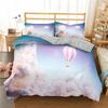 Cloud Sky Duvet Cover Set King/Queen Size,pink Blue-green Beautiful Natural Scenery Soft Bedding Set for Kids Teens Adults Girls