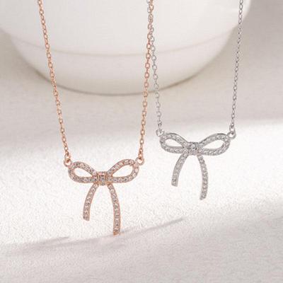 Women's Trendy Full Diamond Bow Clavicle Necklace - Cold Style 2021 Design Pendant