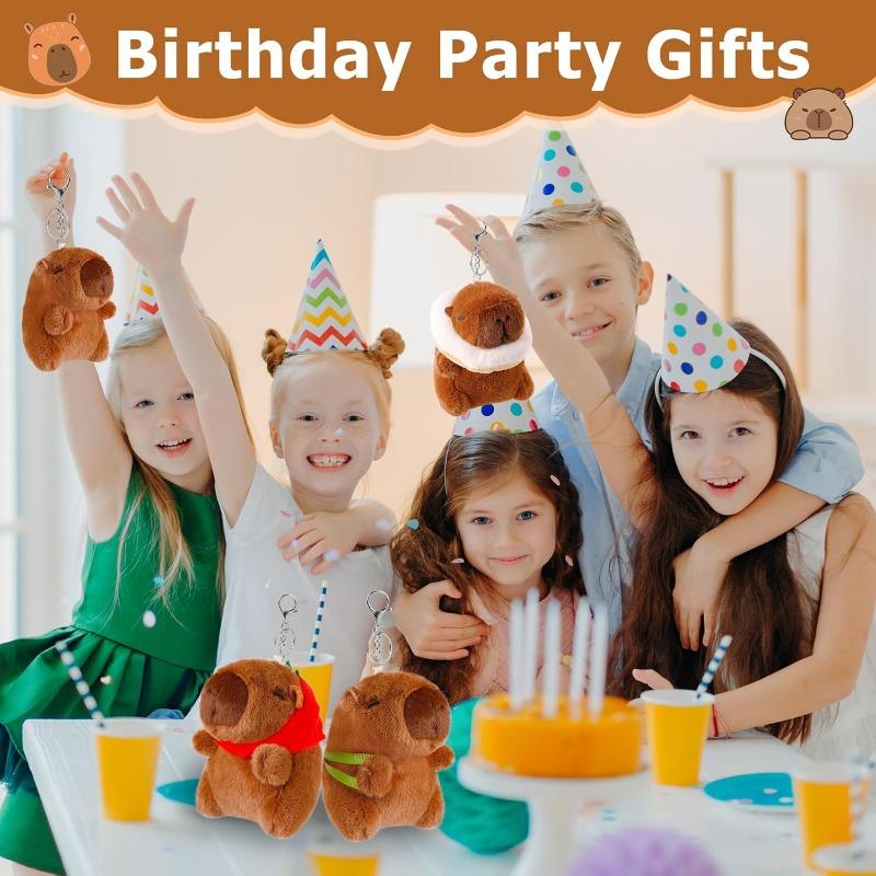 4 Pack Capybara Keychain Plush, Capybara Stuffed Animal Toys with Clothes Accessories,Valentine's Day Gifts for Kids